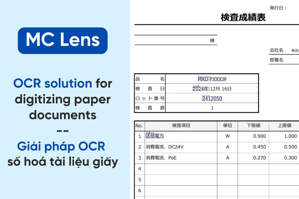 Tự động hoá sản xuất với giải pháp OCR “MC Lens” – bước đột phá trong số hóa tài liệu và nâng cao hiệu suất làm việc